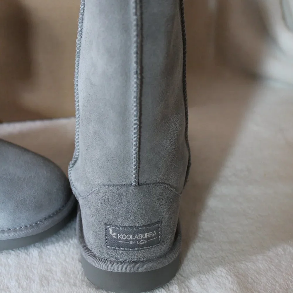 UGG KOOLABURRA‎ GIRL'S TALL FUR SUEDE BOOTS GRAY